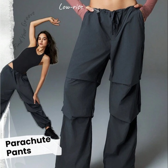 Glowmode Pants - GLOWMODE Woven All-Day Low-Rise Drawstring Pocket Parachute Pants